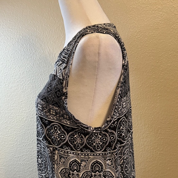 LOFT Black and White Geometric Midi Dress - Picture 4 of 7